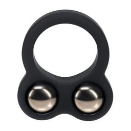 Levelz by shots Vloeibare Siliconen Dubbel Gewogen Bal Cockring - Zwart (8714273063892)