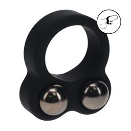 Levelz by shots Vloeibare Siliconen Dubbel Gewogen Bal Cockring - Zwart (8714273063892)