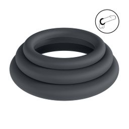 Levelz by shots Classic Silicone Cockring Set van 3 - L/XL/XXL - Zwart (8714273061911)