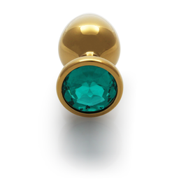 Ouch! by shots Ronde Gem Buttplug - Medium - Goud/Emerald Groen (8714273533692)