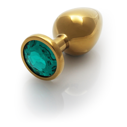 Ouch! by shots Ronde Gem Buttplug - Medium - Goud/Emerald Groen (8714273533692)