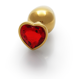 Ouch! by shots Hart Edelhart Buttplug - Groot - Goud/Ruby Rood (8714273493064)