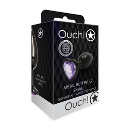 Ouch! by shots Heart Gem Butt Plug - Klein - Gunmetal/Amethyst Paars (8714273493347)