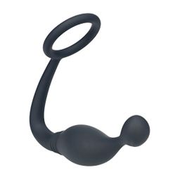 Levelz by shots Siliconen Cockring met Prostaatstimulator - L - Zwart (8714273064561)