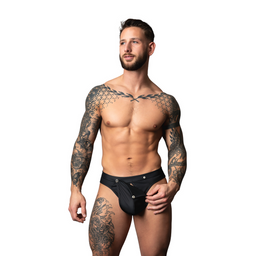 Male power Snap Off Tanga - L/XL - Zwart (845830094696)