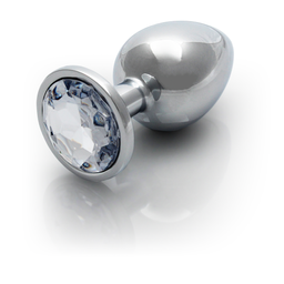 Ouch! by shots Ronde Gem Butt Plug - Medium - Zilver/Diamant (8714273533630)