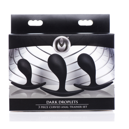 Xr brands Dark Droplets - 3-delige Gebogen Anale Trainer Set - Zwart (848518036674)