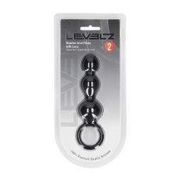 Levelz by shots Kralen Silikon Anale Probe met Lus - Zwart (8714273066695)