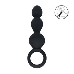 Levelz by shots Kralen Silikon Anale Probe met Lus - Zwart (8714273066695)