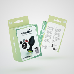 Crushious Camileo - Anale Plug met Vier Verwisselbare Edelstenen - Klein - Zwart (7403254158566)
