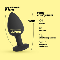 Crushious Camileo - Anale Plug met Vier Verwisselbare Edelstenen - Klein - Zwart (7403254158566)