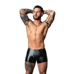 Male power Wetlook Pouch Short - M - Zwart (845830095051)
