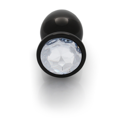 Ouch! by shots Ronde Edelsteen Butt Plug - Groot - Gunmetal/Diamant (8714273493279)