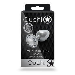 Ouch! by shots Ronde Edelsteen Anale Plug - Klein - Zilver/Diamant (8714273533623)