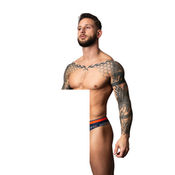 Male power Tanga - L/XL - Marine Marmer (845830094832)