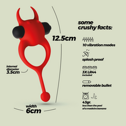 Crushious Daemon - Vibrerende Cockring - Rood (7403254159679)