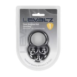 Levelz by shots Vloeibare Siliconen Drievoudig Gewogen Bal Cockring - Zwart (8714273063953)