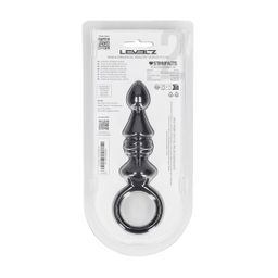 Levelz by shots Geribbelde Siliconen Anale Probe met Lus - Zwart (8714273066640)