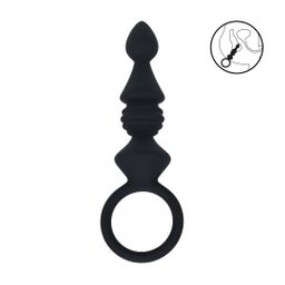 Levelz by shots Geribbelde Siliconen Anale Probe met Lus - Zwart (8714273066640)