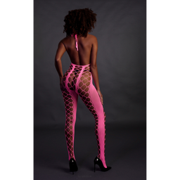 Ouch! by shots Bodystocking met Halterneck - One Size - Neon Pink (8714273493514)
