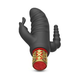 Crushious Romanov - Classic Vibrator with Removable Silicone Sleeve - Black/Golden (7403254162082)