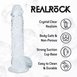 Realrock by shots Realistische Dildo met Ballen - 5 / 12,7 cm - Transparant (8714273061522)