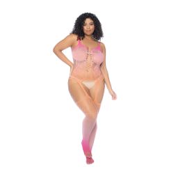 Mapalé Bloemen Ombre Bodystocking - Koning Maat - Zonsondergang (190602203968)