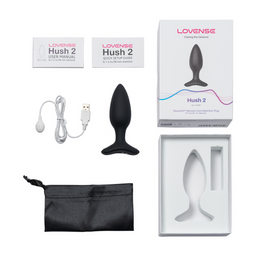 Lovense Hush 2 - App-bestuurde Vibrerende Buttplug - 1,5 / 3,8 cm - Zwart (728360599803)
