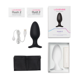 Lovense Hush 2 - App-bestuurde Vibrerende Anale Plug - 2,25 / 5,7 cm - Zwart (728360599827)