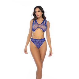 Mapalé Leopard Visnet Ketting Bodysuit - Één Maat - Blauw (190602299039)