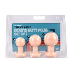 Doc johnson The Classic - Round Butt Plug - 3 Piece Set - Cream (782421105594)