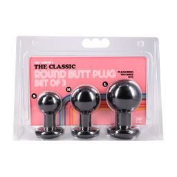 Doc johnson The Classic - Round Butt Plug - 3 Piece Set - Black (782421105600)