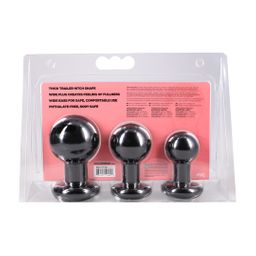 Doc johnson The Classic - Round Butt Plug - 3 Piece Set - Black (782421105600)