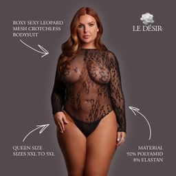 Le désir by shots Roxy - Sexy Leopard Mesh Crotchless Bodysuit - Queen Size - Black (8714273020833)