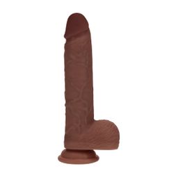 Realrock by shots Dual Density Silicone Realistic Vibrating Thrusting Dildo with Balls - 8 / 20,3 cm - Brown (8714273029584)