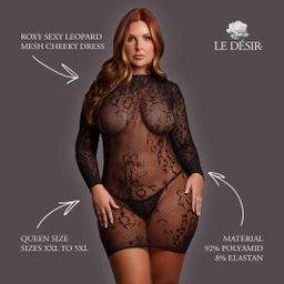 Le désir by shots Roxy - Sexy Leopard Mesh Cheeky Dress - Queen Size - Black (8714273020857)