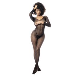 Mapalé Langarmige Visnet Bodystocking - Één maat - Zwart (190602585552)