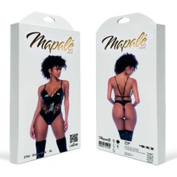 Mapalé Vetersluiting Bodysuit met Lage Halslijn - L - Glanzend Zwart (190602113182)