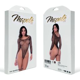 Mapalé Langsleeve Visnet Rhinestone Bodysuit - Één maat - Zwart/Rhinestone (190602298988)