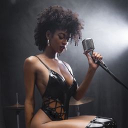 Mapalé Vetersluiting Bodysuit met Lage Halslijn - S - Glanzend Zwart (190602113168)