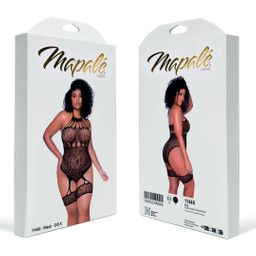 Mapalé Leopard Halter Visnet Bodysuit - Koning Maat - Zwart (190602299084)