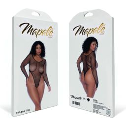 Mapalé Langdurige Mouwen Visnet Bodysuit - Koningin Maat - Zwart (190602203692)