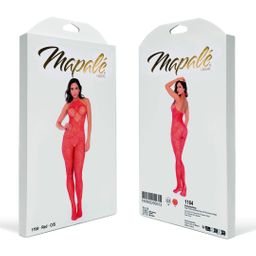 Mapalé Hart Visnet Bodystocking met Strass Detail - Één Maat - Rood (190602299312)