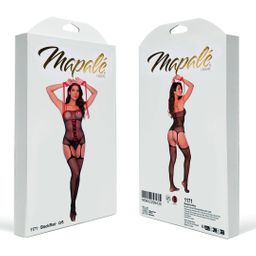 Mapalé Verpleegster Visnet Bodystocking met Manchet - Één Maat - Zwart/Rood (190602299435)