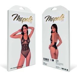 Mapalé Rhinestone Bloemen Fishnet Bodysuit - Één maat - Zwart/Rhinestone (190602298940)