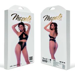 Mapalé Twee-delige Halterset met Lace-up Panty - XL - Glanzend Zwart (190602113311)