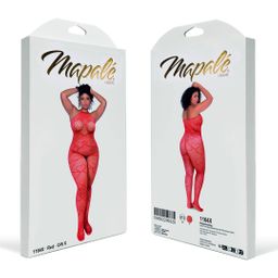Mapalé Hart Visnet Bodystocking met Strass Detail - Koning Maat - Rood (190602299329)
