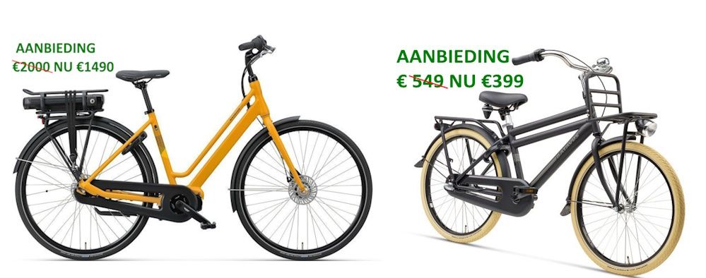 Aanbieding Batavus Fonk e bike en Batavus Packd 24 inch