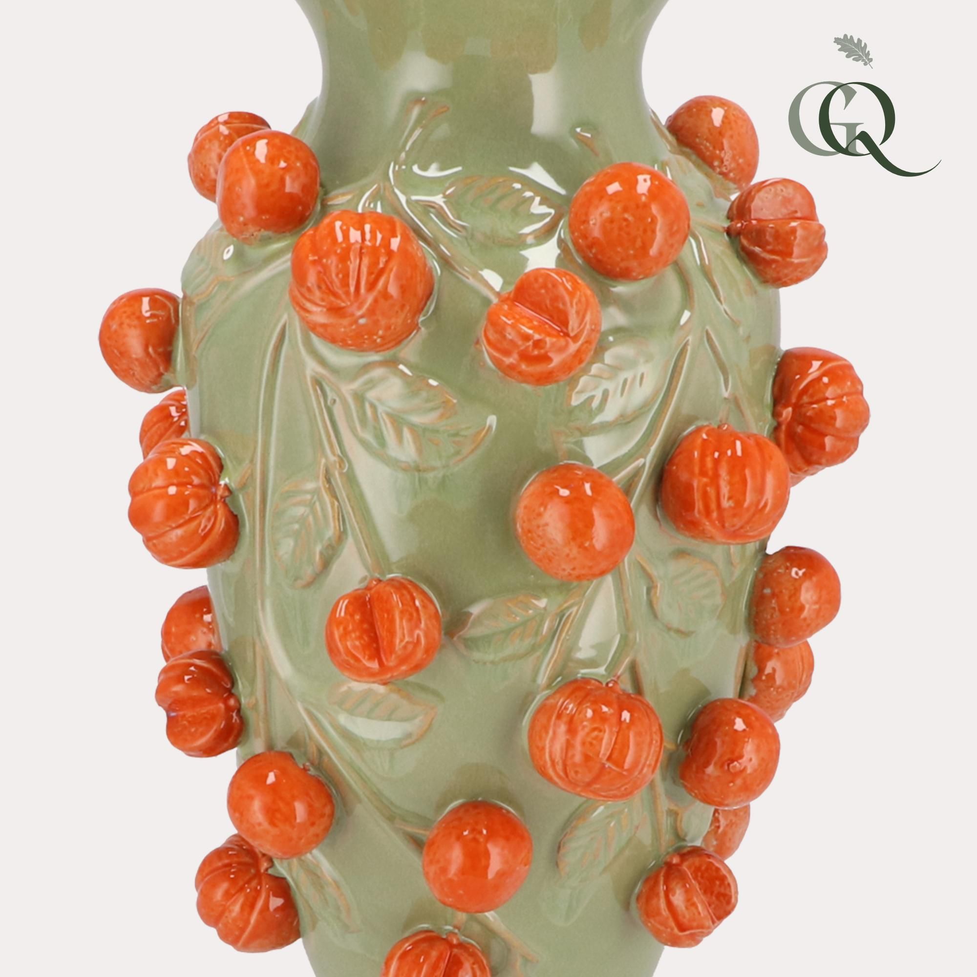 Vaas steen M - H38 W24 - Pistache green- Manderin (8720872541785)