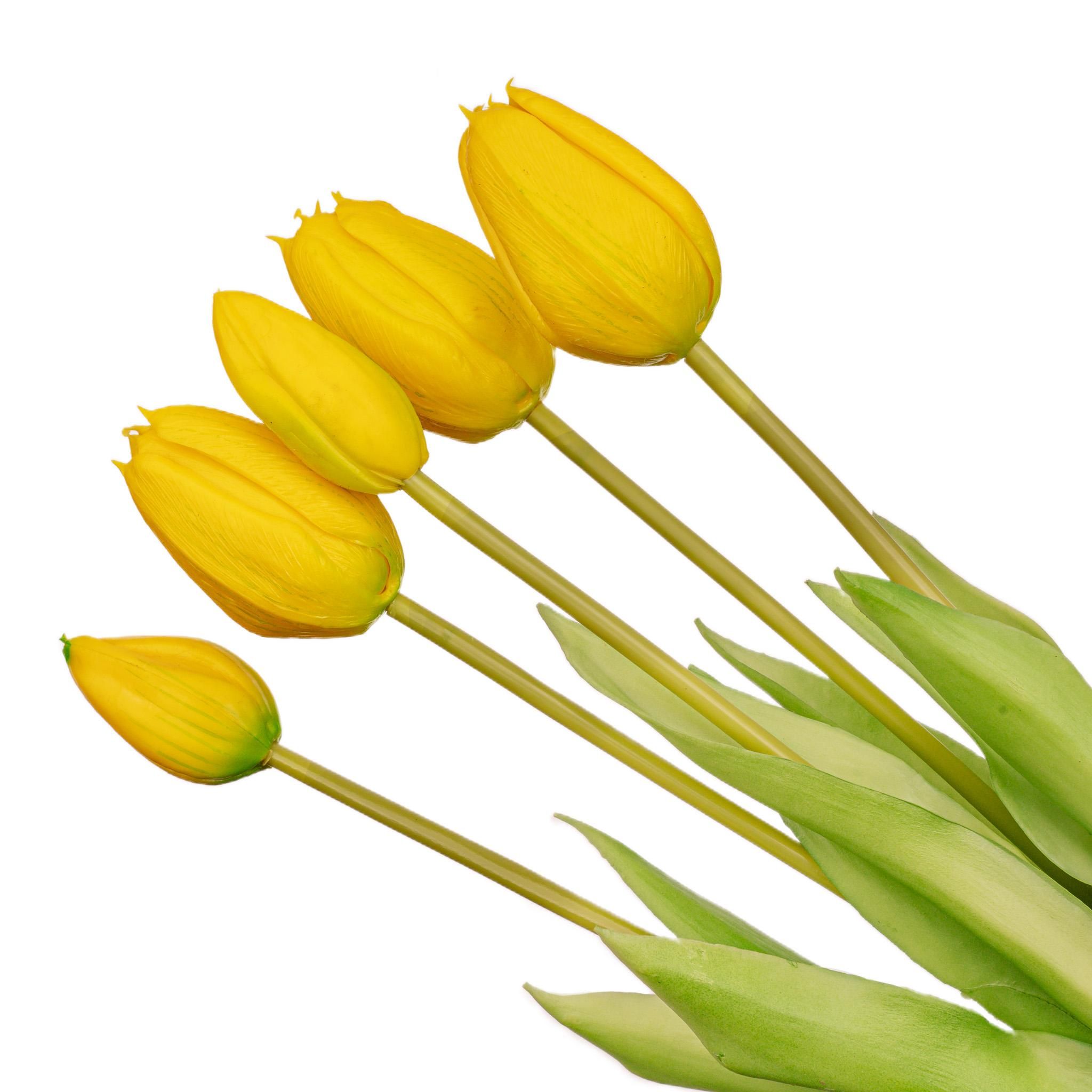 Tulpen boeket Geel - 10 stuks - 'Real Touch' Kunst tulpen - 42 cm (yellow) (8720872023847)